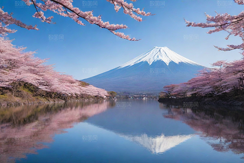 精致细节富士山与周围景色的完美呈现