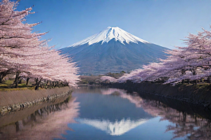 精致细节富士山与周围景色的完美呈现