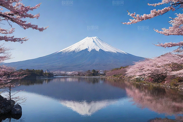 精致细节富士山与周围景色的完美呈现