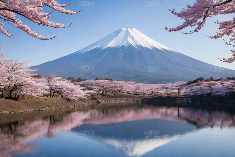 精致细节富士山与周围景色的完美呈现