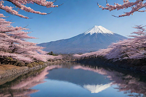 精致细节富士山与周围景色的完美呈现