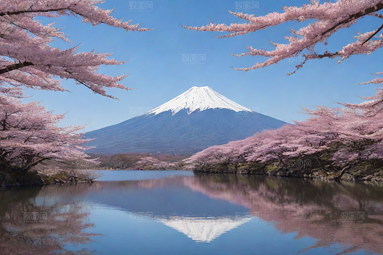 精致细节富士山与周围景色的完美呈现