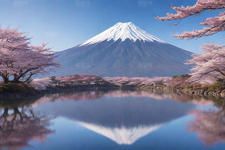 精致细节富士山与周围景色的完美呈现