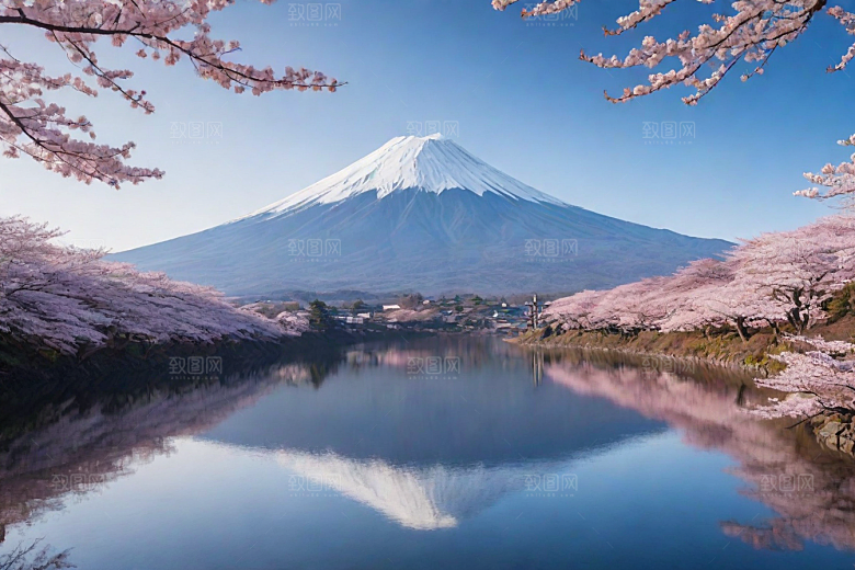 精致细节富士山与周围景色的完美呈现