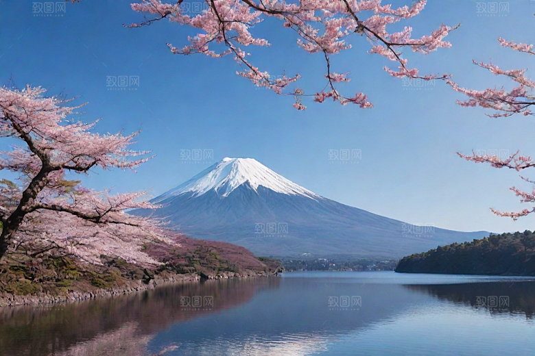 精致细节富士山与周围景色的完美呈现