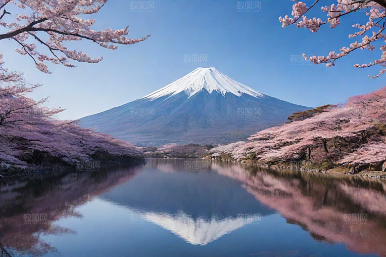 精致细节富士山与周围景色的完美呈现