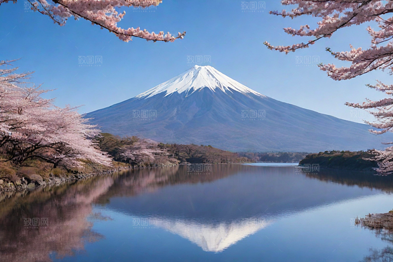 精致细节富士山与周围景色的完美呈现