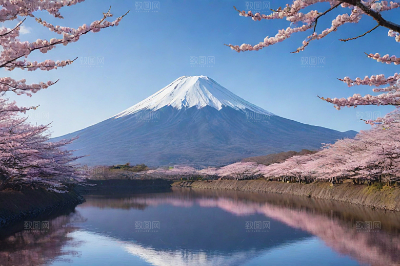 精致细节富士山与周围景色的完美呈现