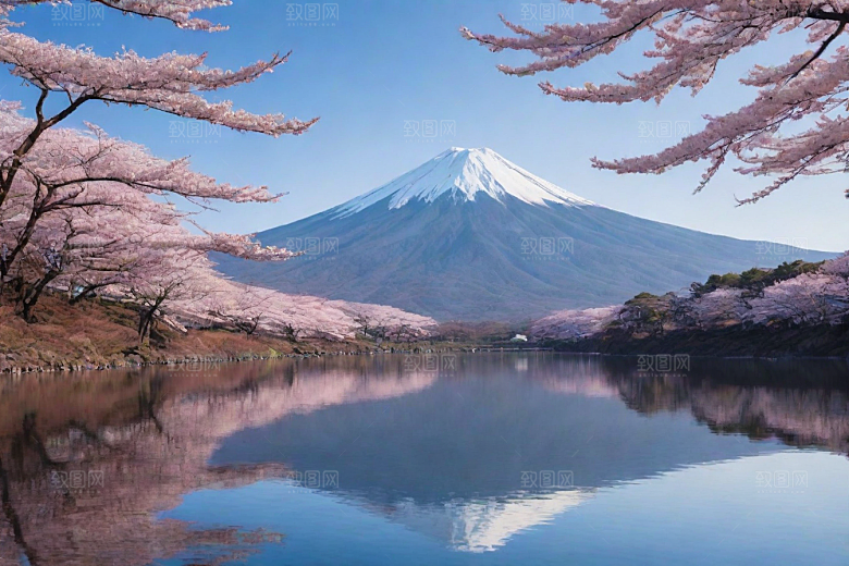 精致细节富士山与周围景色的完美呈现