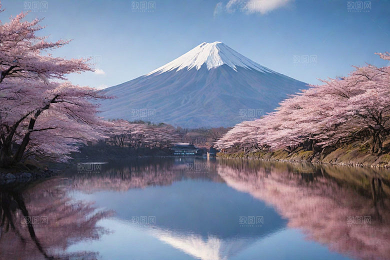 精致细节富士山与周围景色的完美呈现
