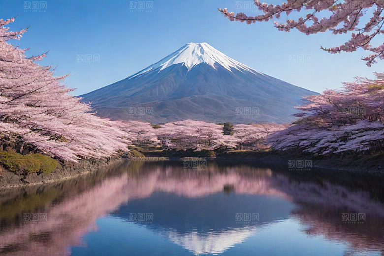 精致细节富士山与周围景色的完美呈现