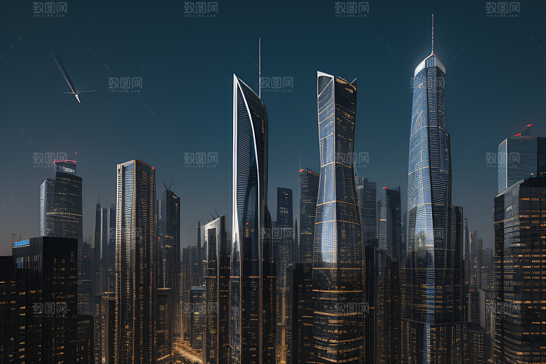 都市景观中的摩天大楼现代活力的象征
