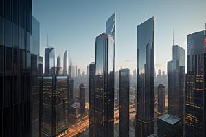 都市景观中的摩天大楼现代活力的象征