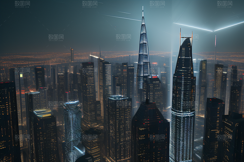 都市景观中的摩天大楼现代活力的象征