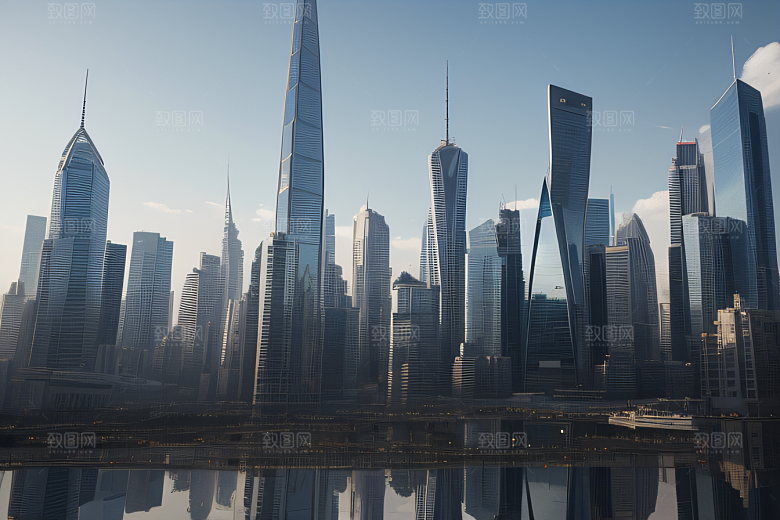 都市景观中的摩天大楼现代活力的象征