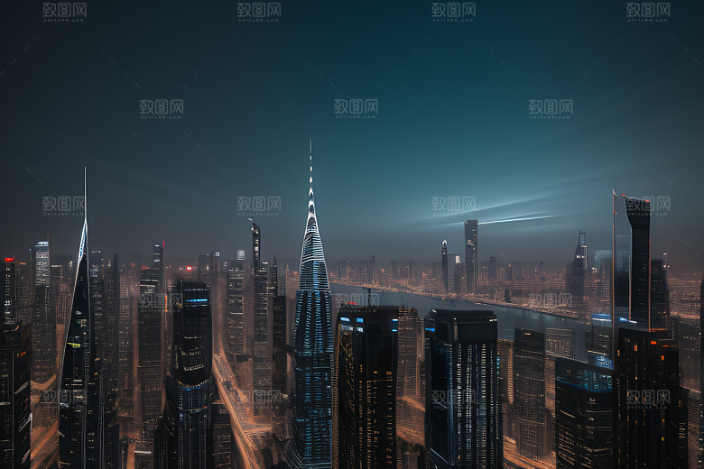 都市景观中的摩天大楼现代活力的象征