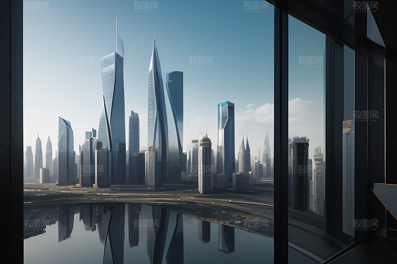 都市景观中的摩天大楼现代活力的象征