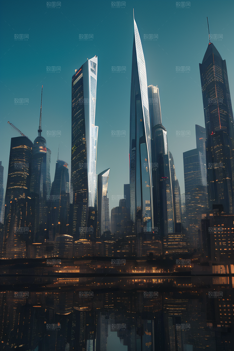 都市景观中的摩天大楼现代活力的象征