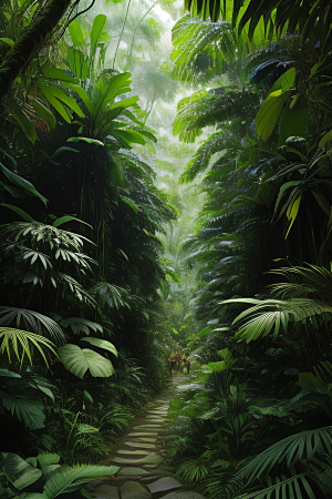 树冠下的斑驳光芒热带雨林的神秘之美