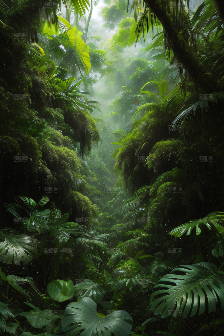 树冠下的斑驳光芒热带雨林的神秘之美