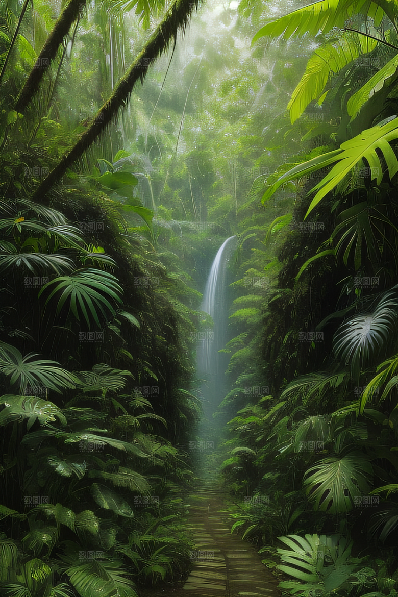 树冠下的斑驳光芒热带雨林的神秘之美