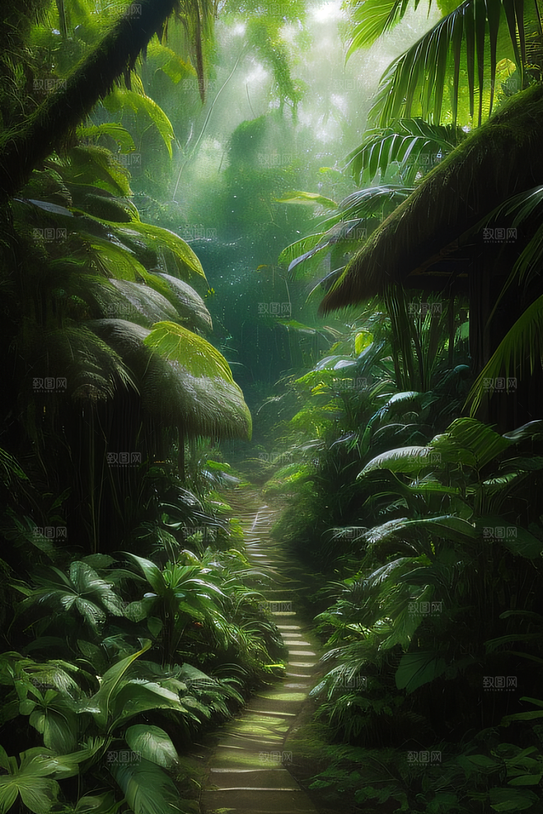 树冠下的斑驳光芒热带雨林的神秘之美