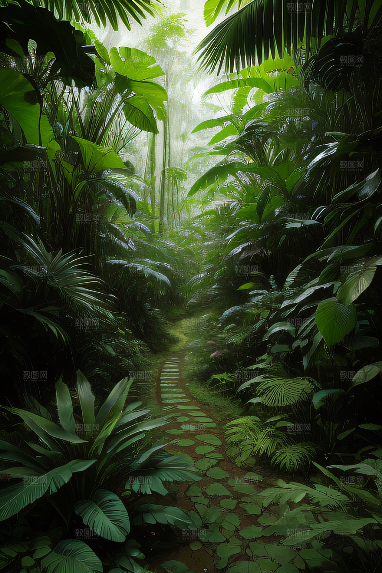 树冠下的斑驳光芒热带雨林的神秘之美