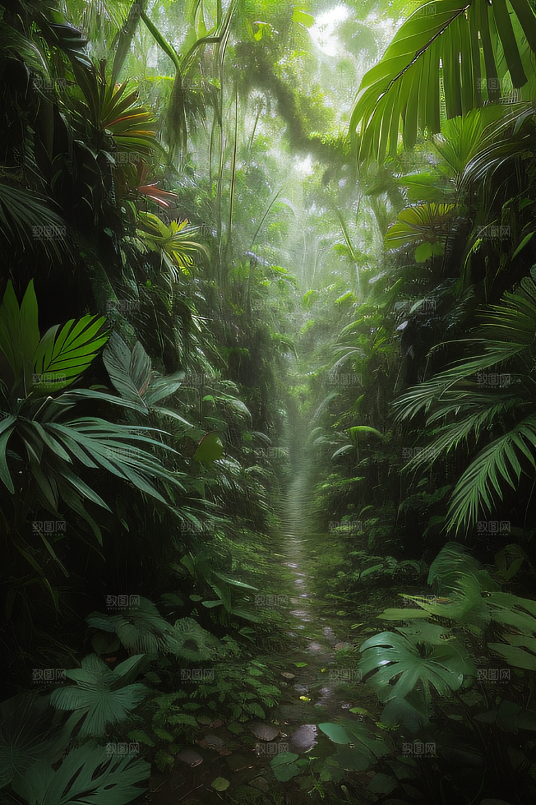 树冠下的斑驳光芒热带雨林的神秘之美