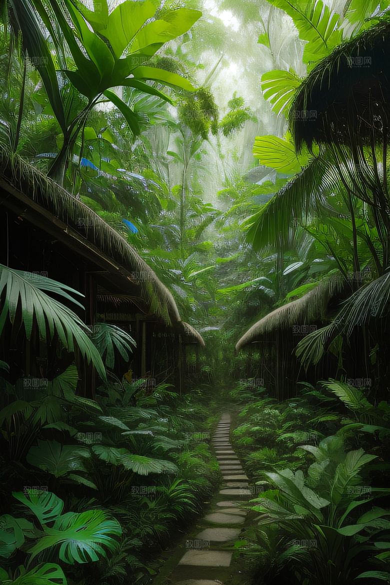 树冠下的斑驳光芒热带雨林的神秘之美