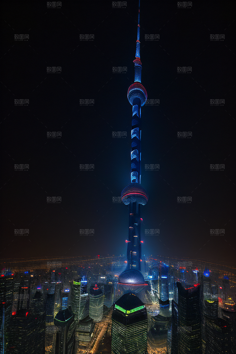 上海地标建筑东方明珠塔的壮丽景观