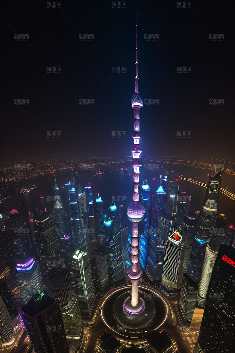 上海地标建筑东方明珠塔的壮丽景观