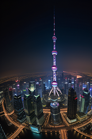 上海东方明珠塔城市地标的璀璨之光