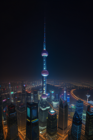 上海东方明珠塔城市地标的璀璨之光
