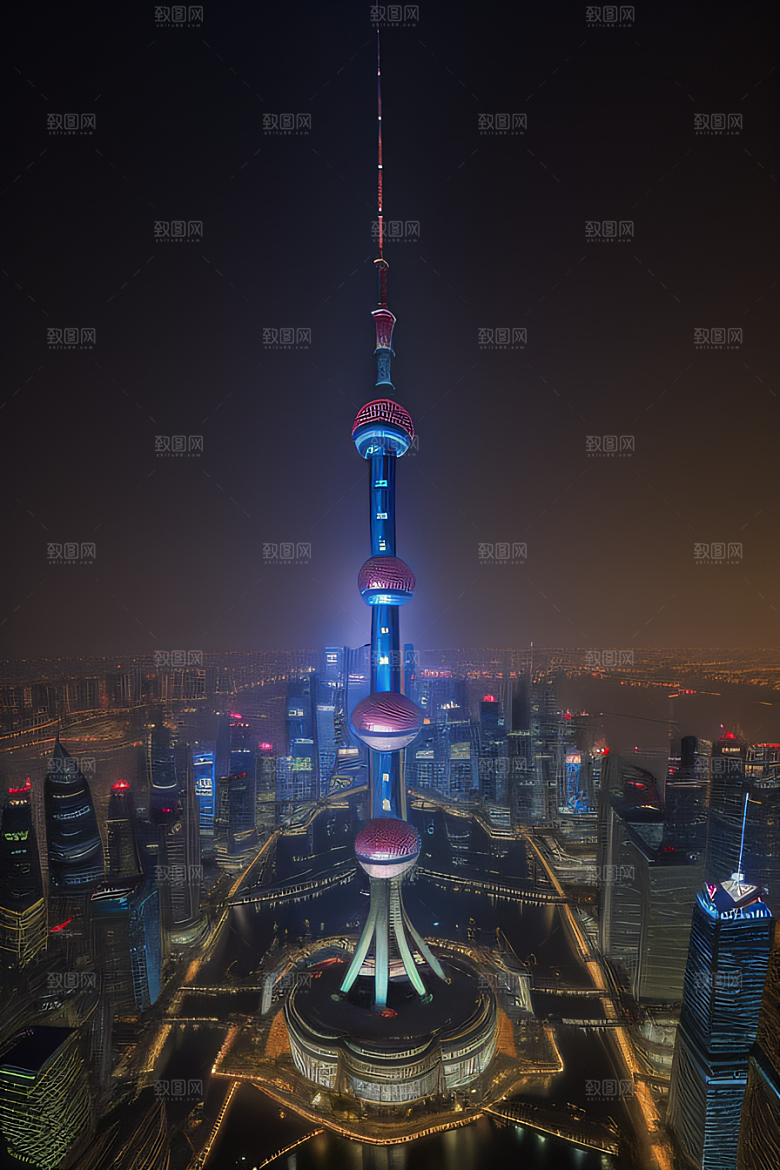 上海东方明珠塔城市地标的璀璨之光