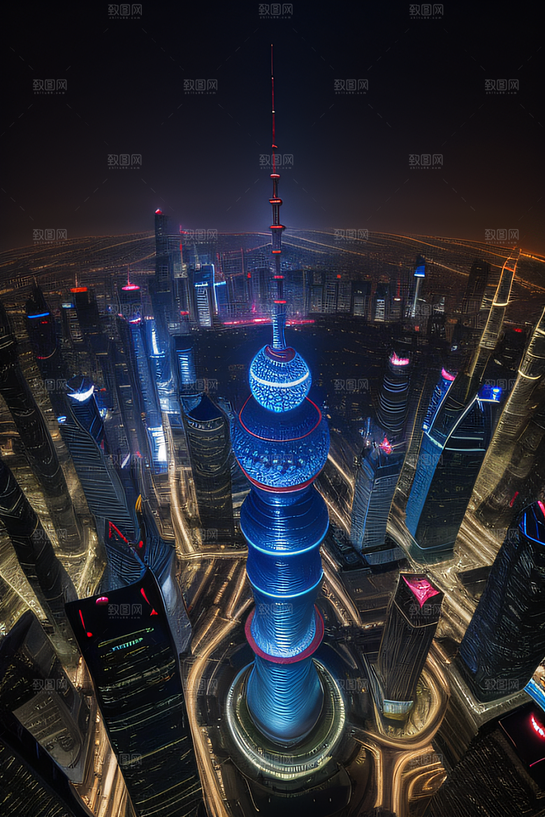 环球地标领略上海东方明珠塔的壮丽景色