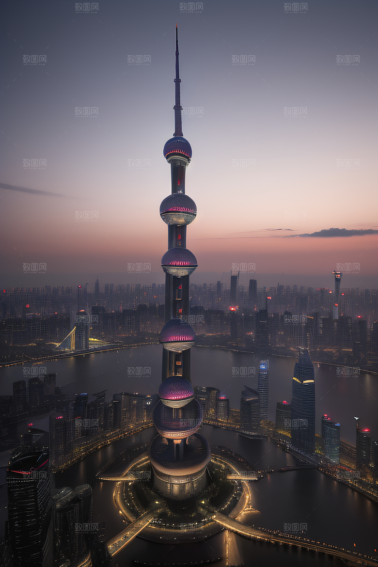 环球地标领略上海东方明珠塔的壮丽景色