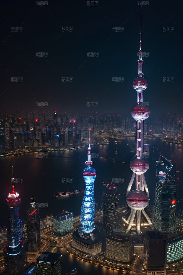 环球地标领略上海东方明珠塔的壮丽景色