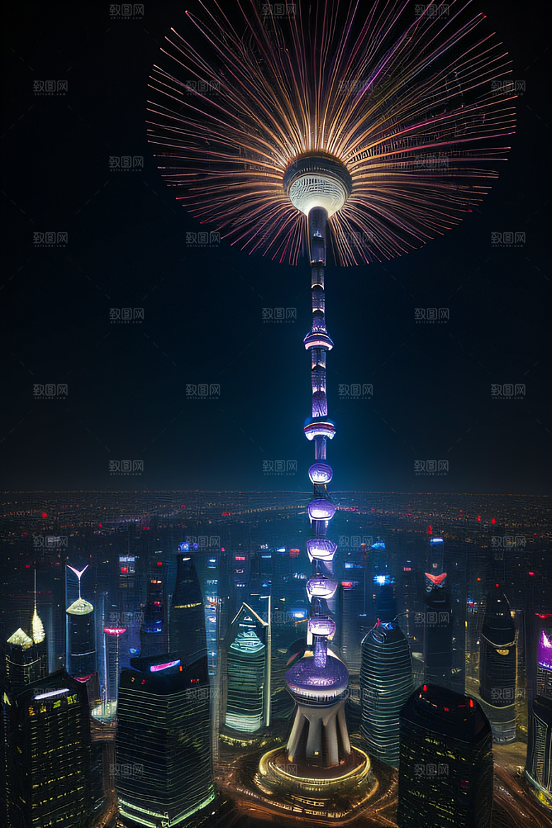 环球地标领略上海东方明珠塔的壮丽景色