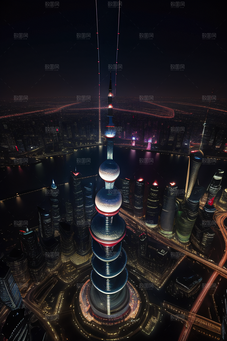 环球地标领略上海东方明珠塔的壮丽景色