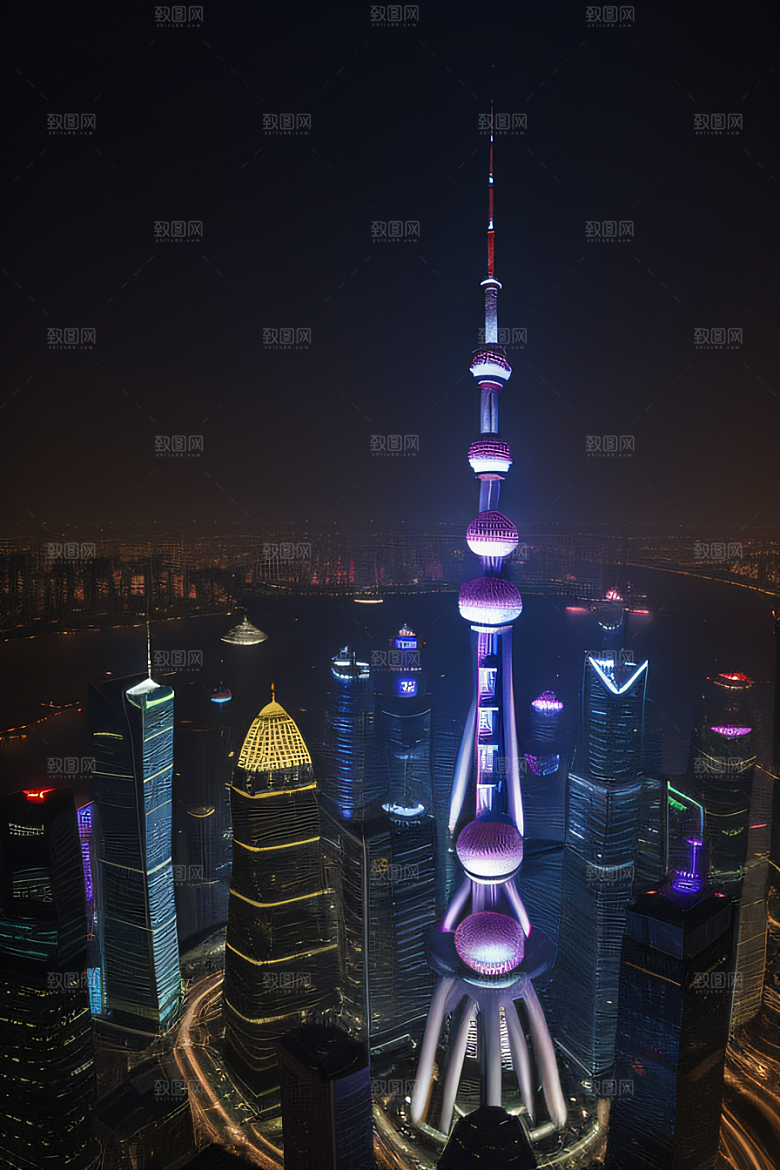 环球地标领略上海东方明珠塔的壮丽景色