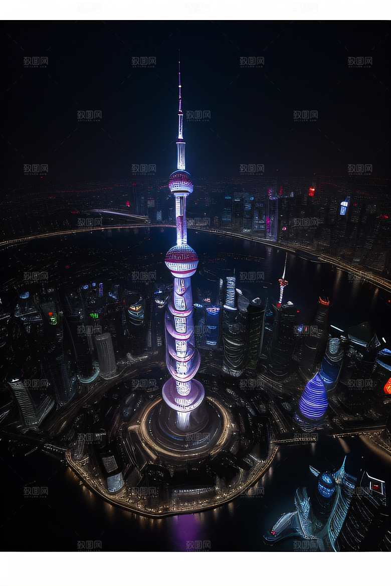 环球地标领略上海东方明珠塔的壮丽景色
