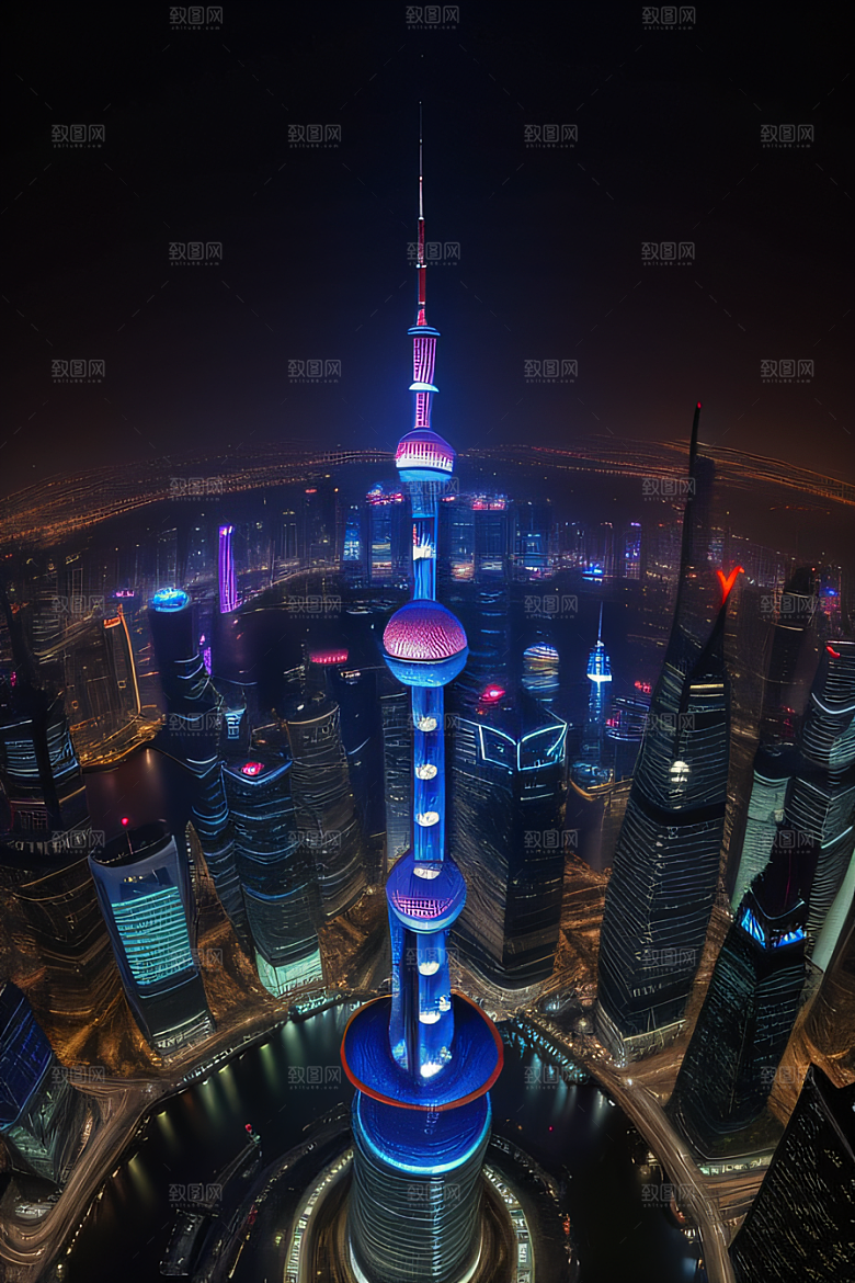 环球地标领略上海东方明珠塔的壮丽景色