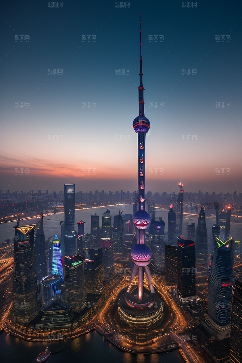 环球地标领略上海东方明珠塔的壮丽景色