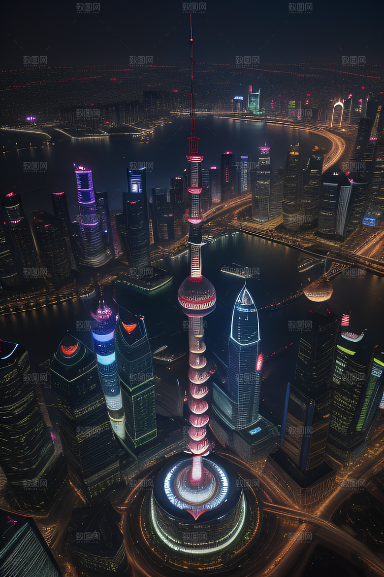 环球地标领略上海东方明珠塔的壮丽景色