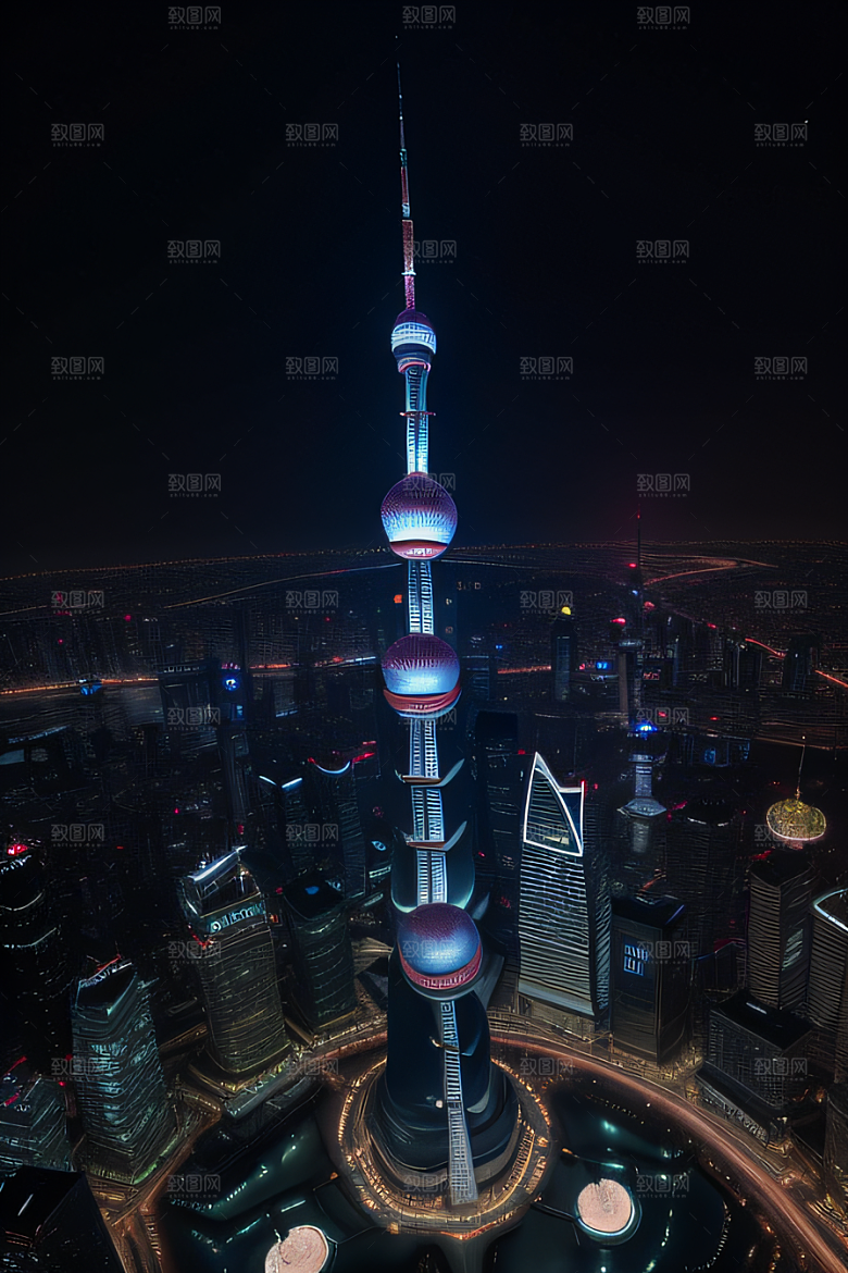 环球地标领略上海东方明珠塔的壮丽景色