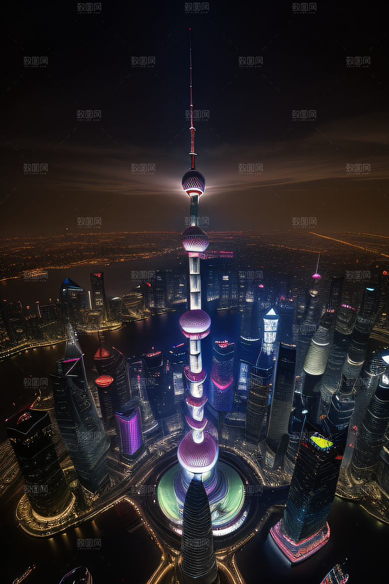 环球地标领略上海东方明珠塔的壮丽景色