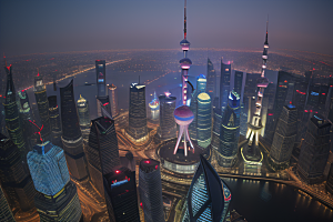 上海之光东方明珠塔的璀璨夜景