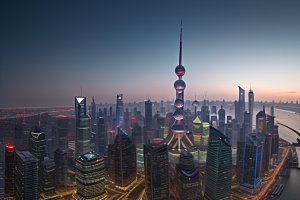 上海之光东方明珠塔的璀璨夜景