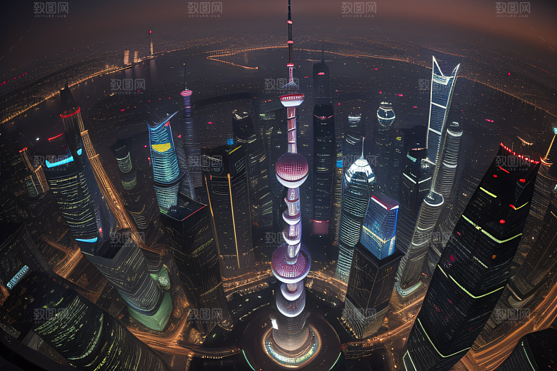 上海之光东方明珠塔的璀璨夜景