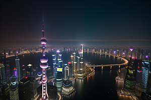 上海的天际之塔东方明珠塔的震撼美景